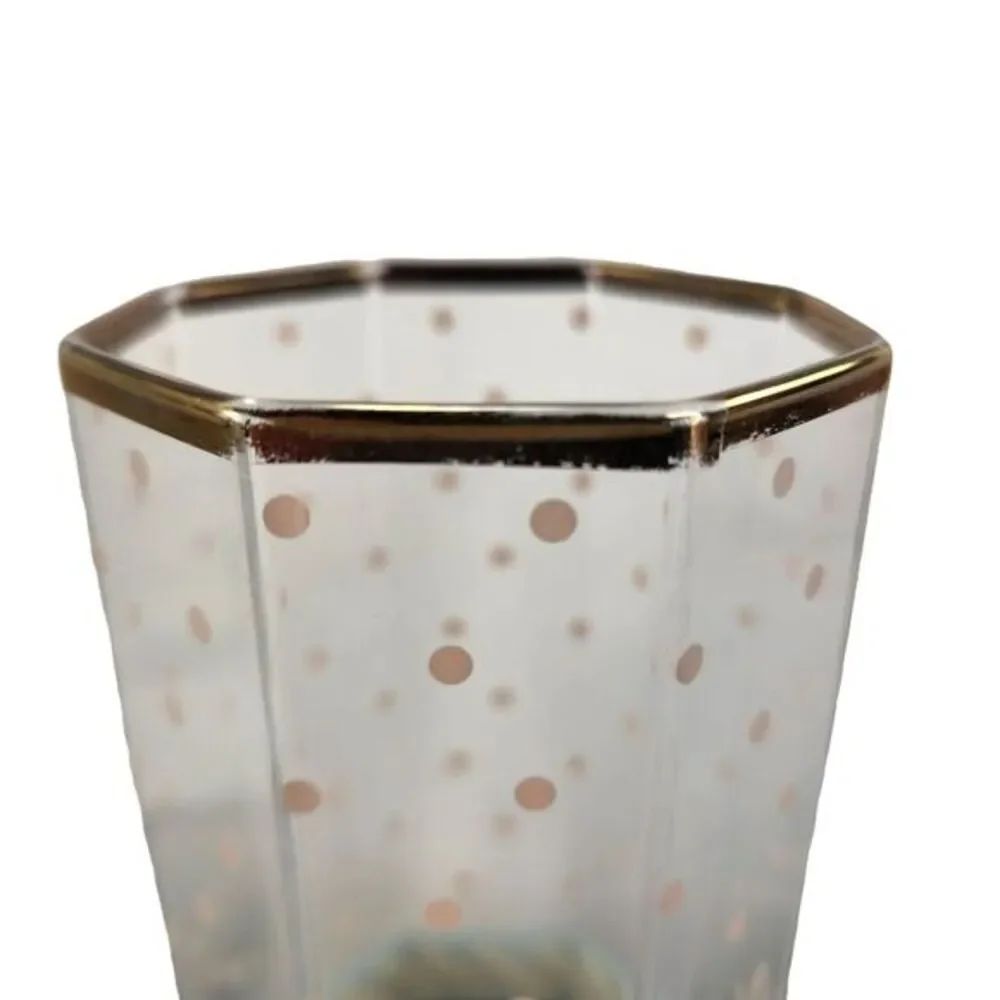 MacKenzie Childs Garland Formal Dot Glass Tumbler Victoria Richard 1991 Vtg READ